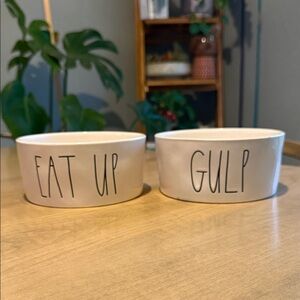 Rae Dunn White Ceramic Pet Bowl Set